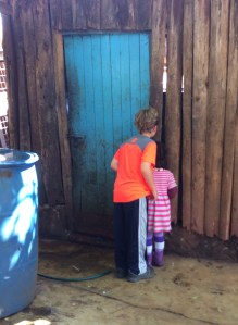 Peeking in at the chickens