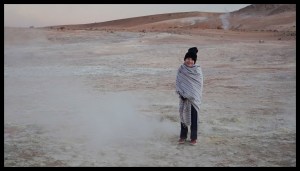 Freezing sunrise with warming geysers