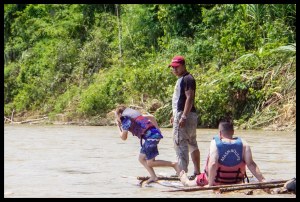 Jumping into the water