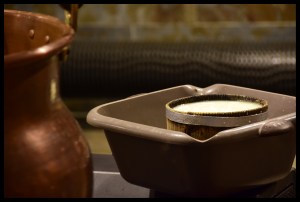 Cheese poured into the mold and will sit for many, many days